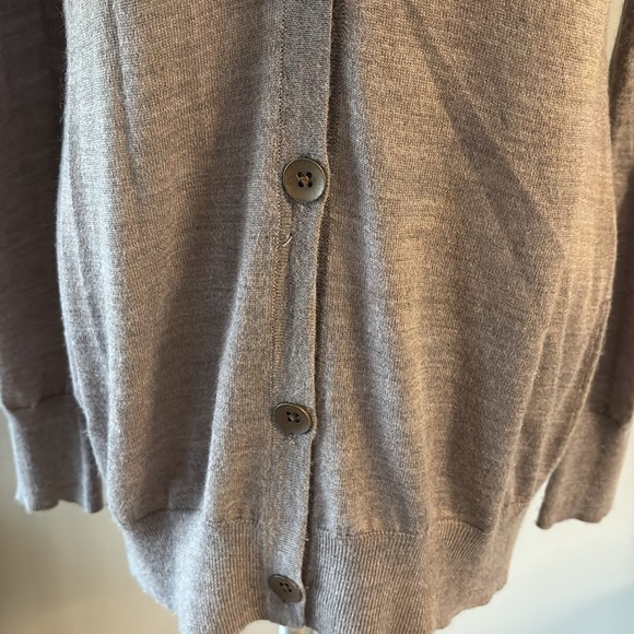 LOFT Taupe brown Cardigan with Sequin Trim wool blend lightweight button down M - Picture 4 of 13